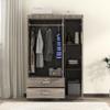 LZ LEISURE ZONE 3 Doors Wardrobe Armoire Closet, Large Freestanding Armoire Wardrobe Cabinet with 2 Drawers, Bedroom Clothes Storage Cabinet Organizer, Wood Grain Effect in Gray view 4