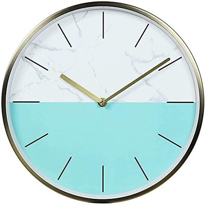 OSWINT Wall Clock Creative Fashion Personality Fashion Modern Fine Side Clock Simple Bedroom Living Room Mute Precise,White a,30.5Cm (Color : Blue C, Size : 30.5Cm)