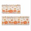 Autumn Pumpkin Bath Mat for Tub,Non Slip Bathroom Floor Runner Rug Quick Dry & Absorbent Diatomaceous Earth Shower Sink Kitchen Washable Doormat,Thanksgiving Fall Maple Leaves Burlap 18x30+18x48 view 1