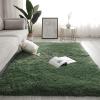 BESTORI Soft Fluffy Area Rug for Bedroom Living Room Home Decor Fluffy Fuzzy Shag Shaggy Carpet Soft Plush Furry Bedside Rug for Children Kids Girls Room Dark Green, 19.7 x 47.2 in view 1