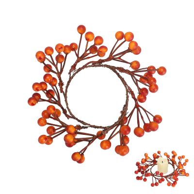 Fonzci 4 Pack Fall Candle Rings Wreaths,Berries Candle Garland Rings,Candlestick Wreaths Rings Small,Christmas Candle Rings with Berry,Fall Berry Candle Wreath for Thanksgiving,Fall(4pcs)