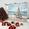 Double Love Christmas Bathroom Curtain 78 Inch Shower Curtain with Hooks, Waterproof Polyester Bath Curtain Washable Bathtub Curtain Abstract Xmas Tree Beach Watercolor 72''x 78'' view 2