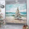 Double Love Christmas Bathroom Curtain 78 Inch Shower Curtain with Hooks, Waterproof Polyester Bath Curtain Washable Bathtub Curtain Abstract Xmas Tree Beach Watercolor 72''x 78'' view 4