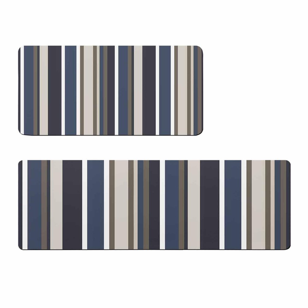 Navy Blue Stripes Bath Mat for Tub,Non Slip Bathroom Floor Runner Rug Quick Dry & Absorbent Diatomaceous Earth Shower Sink Kitchen Washable Doormat,Retro Brown Abstract Gradient Stripes 20x24+20x48