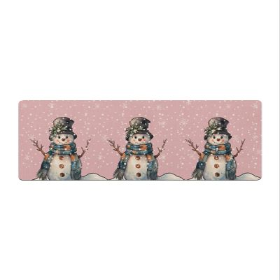 Blush Pink Snowma Bath Mat for Tub,Non Slip Bathroom Floor Runner Rug Quick Dry & Absorbent Diatomaceous Earth Shower Sink Kitchen Washable Doormat,Christmas Snowflake Buffalo Plaid Berry 16"x47"