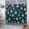 Double Love Christmas Bathroom Curtain 72 Inch Shower Curtain with Hooks, Waterproof Polyester Bath Curtain Washable Bathtub Curtain Santa Winter Snowflake Xmas Pine Tree 48''x 72'' view 4