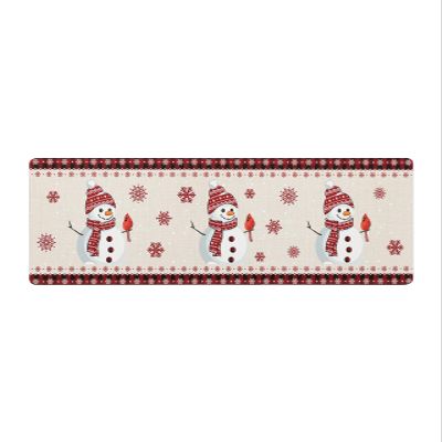 Christmas Bath Mat for Tub,Non Slip Bathroom Floor Runner Rug Quick Dry & Absorbent Diatomaceous Earth Shower Sink Kitchen Washable Doormat,Vintage Snowman Snowflake Farmhouse Plaid Red 18"x60"