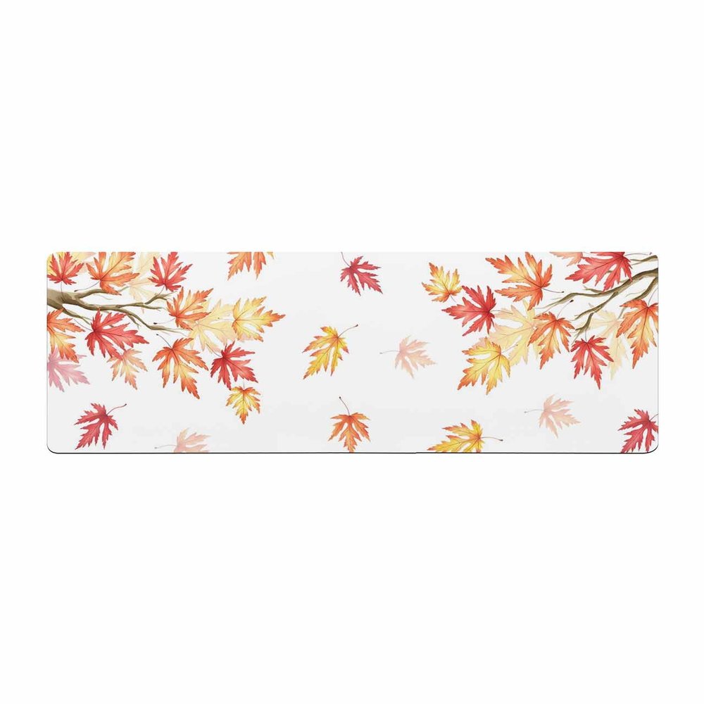 Fall Leaves Bath Mat for Tub,Non Slip Bathroom Floor Runner Rug Quick Dry & Absorbent Diatomaceous Earth Shower Sink Bedroom Kitchen Washable Doormat,Happy Thanksgiving Harvest Autumn White 20"x63"