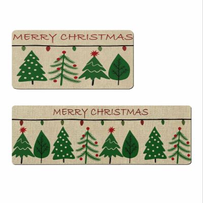Christmas Bath Mat for Tub,Non Slip Bathroom Floor Runner Rug Quick Dry & Absorbent Diatomaceous Earth Shower Sink Kitchen Washable Doormat,Vintage Xmas Tree Winter New Year Boho Polka Dot 24x36+24x71