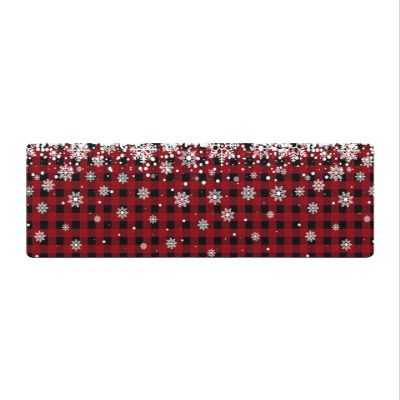 Christmas Snowflake Bath Mat for Tub,Non Slip Bathroom Floor Runner Rug Quick Dry & Absorbent Diatomaceous Earth Shower Sink Kitchen Washable Doormat,Red Black Rustic Buffalo Plaid Winter 20"x63"