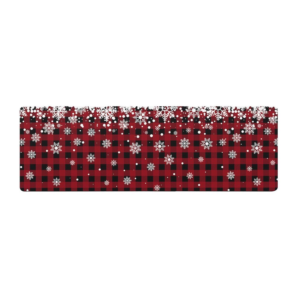 Christmas Snowflake Bath Mat for Tub,Non Slip Bathroom Floor Runner Rug Quick Dry & Absorbent Diatomaceous Earth Shower Sink Kitchen Washable Doormat,Red Black Rustic Buffalo Plaid Winter 20"x63"