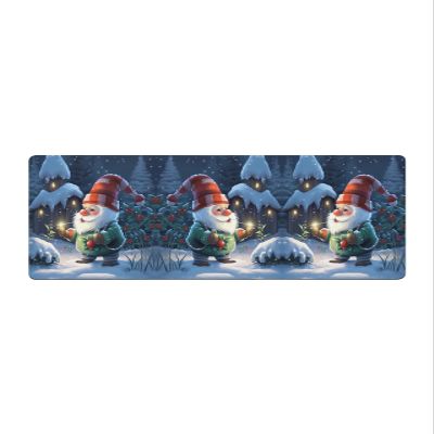 Winter Gnomes Bath Mat for Tub,Non Slip Bathroom Floor Runner Rug Quick Dry & Absorbent Diatomaceous Earth Shower Sink Bedroom Kitchen Washable Doormat,Cute Christmas Dwarf Red Berry 20"x47"