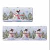 Blue Snowman Bath Mat for Tub,Non Slip Bathroom Floor Runner Rug Quick Dry & Absorbent Diatomaceous Earth Shower Sink Bedroom Kitchen Washable Doormat,Gradient Christmas Gold Snowflake 24x36+24x71 view 1