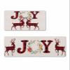 Joy Christmas Elk Bath Mat for Tub,Non Slip Bathroom Floor Runner Rug Quick Dry & Absorbent Diatomaceous Earth Shower Sink Kitchen Doormat,Rustic Pine Branch Poinsettia Wreath Plaid 18x30+18x48 view 1