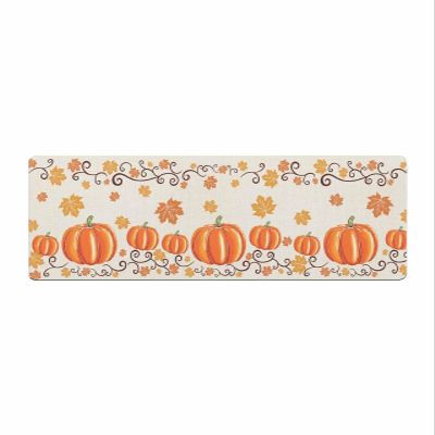 Autumn Pumpkin Bath Mat for Tub,Non Slip Bathroom Floor Runner Rug Quick Dry & Absorbent Diatomaceous Earth Shower Sink Bedroom Kitchen Washable Doormat,Thanksgiving Fall Maple Leaves Burlap 18"x47"