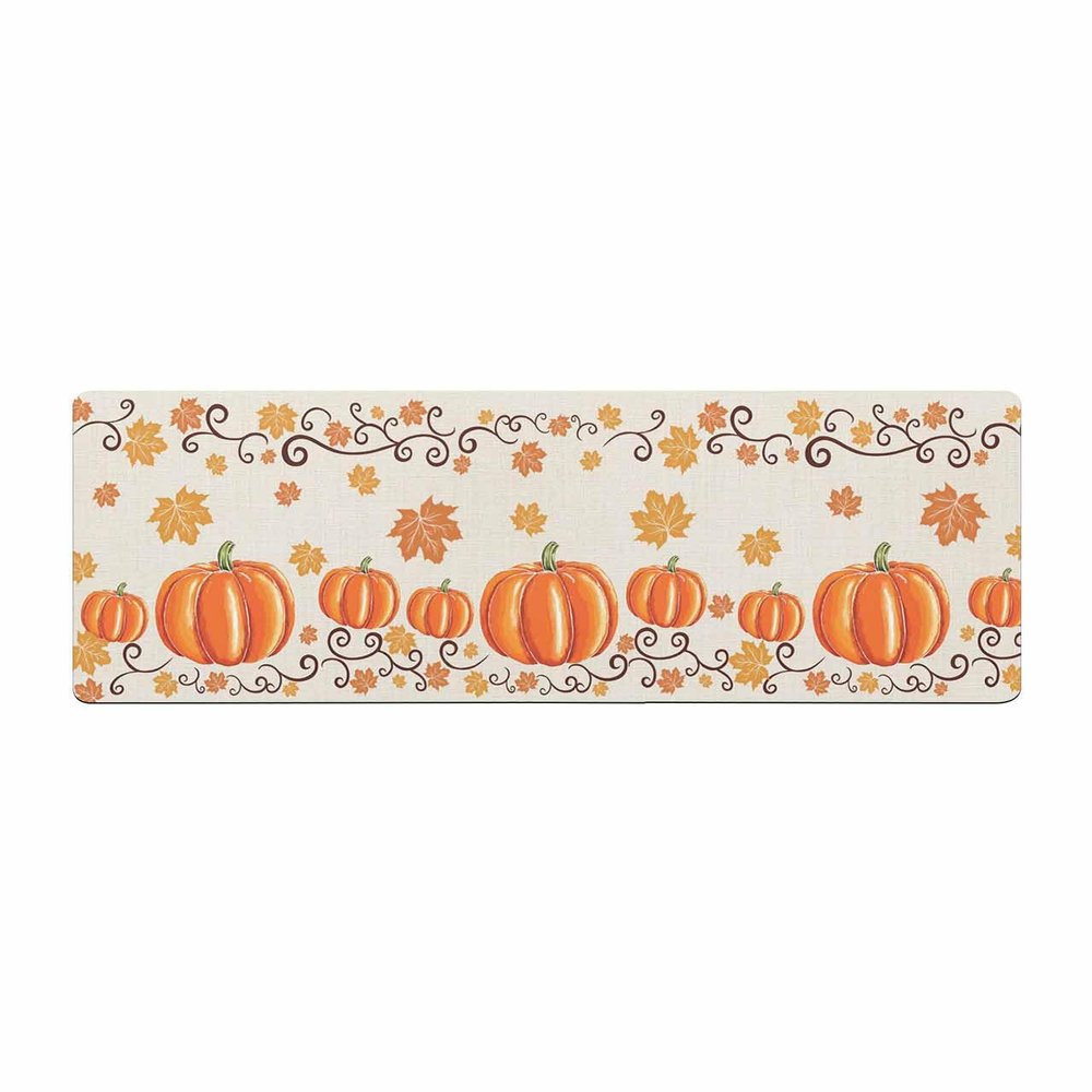 Autumn Pumpkin Bath Mat for Tub,Non Slip Bathroom Floor Runner Rug Quick Dry & Absorbent Diatomaceous Earth Shower Sink Bedroom Kitchen Washable Doormat,Thanksgiving Fall Maple Leaves Burlap 18"x47"
