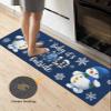 Christmas Blue Bath Mat for Tub,Non Slip Bathroom Floor Runner Rug Quick Dry & Absorbent Diatomaceous Earth Shower Sink Bedroom Kitchen Washable Doormat,Winter Snowman Snowflake Plaid 20"x47" view 4
