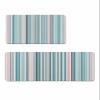 Aqua Bath Mat for Tub,Non Slip Bathroom Floor Runner Rug Quick Dry & Absorbent Diatomaceous Earth Shower Sink Bedroom Kitchen Washable Doormat,Abstract Gradient Minimalist Stripes 16x24+16x47 view 1