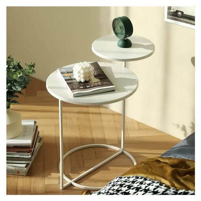 Etlegor Round End Table, Side Table Accent Table Bedroom Nightstand Creative Bedside Table Metal Small Coffee Table for Living Room Couch Table (Color : White, Size : 40x27x55cm)