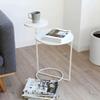 Etlegor Round End Table, Side Table Accent Table Bedroom Nightstand Creative Bedside Table Metal Small Coffee Table for Living Room Couch Table (Color : White, Size : 40x27x55cm) view 3