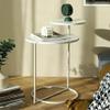 Etlegor Round End Table, Side Table Accent Table Bedroom Nightstand Creative Bedside Table Metal Small Coffee Table for Living Room Couch Table (Color : White, Size : 40x27x55cm) view 4