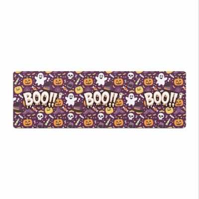 Halloween Bath Mat for Tub,Non Slip Bathroom Floor Runner Rug Quick Dry & Absorbent Diatomaceous Earth Shower Sink Kitchen Washable Doormat,Spooky Pumpkin Horror Watercolor Ghost Purple 20"x63"