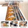 Thanksgiving Pumpkin Bath Mat for Tub,Non Slip Bathroom Floor Runner Rug Quick Dry & Absorbent Diatomaceous Earth Shower Sink Bedroom Kitchen Washable Doormat,Buffalo Plaid Black Sunflower 18x30+18x48 view 4