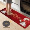 Christmas Bath Mat for Tub,Non Slip Bathroom Floor Runner Rug Quick Dry & Absorbent Diatomaceous Earth Shower Sink Kitchen Washable Doormat,Red Poinsettia Bells Xmas Winter Holiday White 16"x47" view 4
