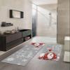 Christmas Snowman Bath Mat for Tub,Non Slip Bathroom Floor Runner Rug Quick Dry & Absorbent Diatomaceous Earth Shower Sink Bedroom Kitchen Washable Doormat,Winter Red Snowflake Grey 18x30+18x60 view 2