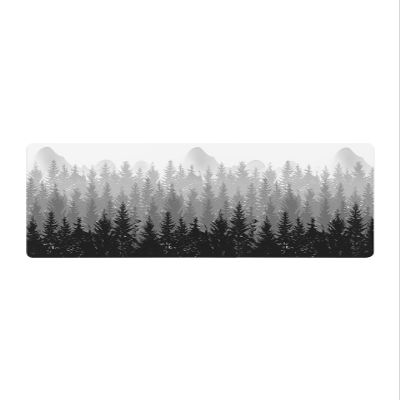Fall Autumn Tree Bath Mat for Tub,Non Slip Bathroom Floor Runner Rug Quick Dry & Absorbent Diatomaceous Earth Shower Sink Bedroom Kitchen Washable Doormat,Forest Grey Black Wood-land Mountain 20"x47"