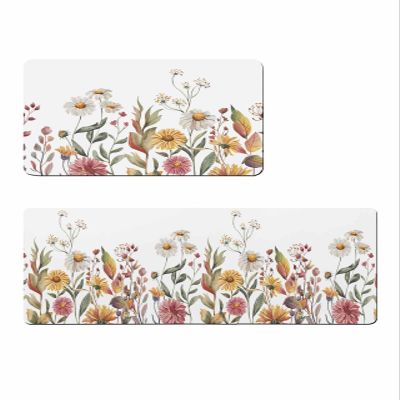 Vintage Leaf Bath Mat for Tub,Non Slip Bathroom Floor Runner Rug Quick Dry & Absorbent Diatomaceous Earth Shower Sink Kitchen Washable Doormat,French Country Casual Eucalyptus Flowers 20x32+20x63
