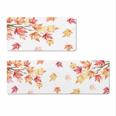 Fall Leaves Bath Mat for Tub,Non Slip Bathroom Floor Runner Rug Quick Dry & Absorbent Diatomaceous Earth Shower Sink Kitchen Washable Doormat,Happy Thanksgiving Harvest Autumn White 20x32+20x63