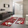 Red Snowman Bath Mat for Tub,Non Slip Bathroom Floor Runner Rug Quick Dry & Absorbent Diatomaceous Earth Shower Sink Bedroom Kitchen Washable Doormat,Merry Christmas Winter Snowflake 18x30+18x60 view 2