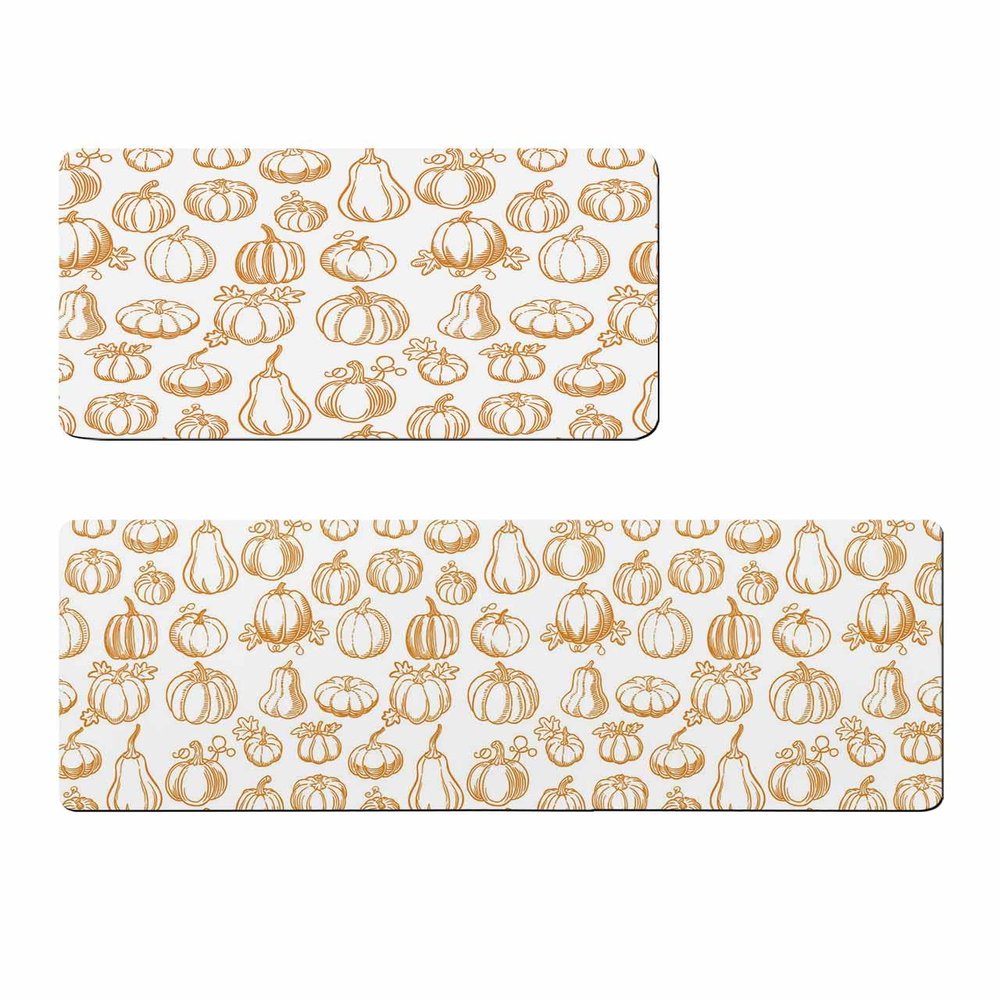 Autumn Thanksgiving Bath Mat for Tub,Non Slip Bathroom Floor Runner Rug Quick Dry & Absorbent Diatomaceous Earth Shower Sink Kitchen Doormat,Pumpkins Original Geometric Harvest Fall 24x36+24x71