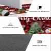 Red Plaid Snowman Bath Mat for Tub,Non Slip Bathroom Floor Runner Rug Quick Dry & Absorbent Diatomaceous Earth Shower Sink Kitchen Washable Doormat,Winter Christmas Tree Xmas Snowflakes 16"x47" view 3