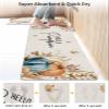 Teal Orange Pumpkin Bath Mat for Tub,Non Slip Bathroom Floor Runner Rug Quick Dry & Absorbent Diatomaceous Earth Shower Sink Kitchen Washable Doormat,Fall Thanksgiving Autumn Leaves 20x32+20x63 view 4