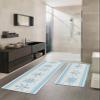 Winter Snowflake Bath Mat for Tub,Non Slip Bathroom Floor Runner Rug Quick Dry & Absorbent Diatomaceous Earth Shower Sink Bedroom Kitchen Washable Doormat,Christmas Blue Geometric Stripe 24x36+24x71 view 2