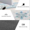 Winter Snowflake Bath Mat for Tub,Non Slip Bathroom Floor Runner Rug Quick Dry & Absorbent Diatomaceous Earth Shower Sink Bedroom Kitchen Washable Doormat,Christmas Blue Geometric Stripe 24x36+24x71 view 3