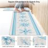 Winter Snowflake Bath Mat for Tub,Non Slip Bathroom Floor Runner Rug Quick Dry & Absorbent Diatomaceous Earth Shower Sink Bedroom Kitchen Washable Doormat,Christmas Blue Geometric Stripe 24x36+24x71 view 4