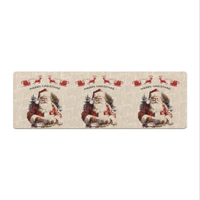 Christmas Santa Bath Mat for Tub,Non Slip Bathroom Floor Runner Rug Quick Dry & Absorbent Diatomaceous Earth Shower Sink Bedroom Kitchen Washable Doormat,Rustic Deer Newspaper Elk Snowflake 16"x47"