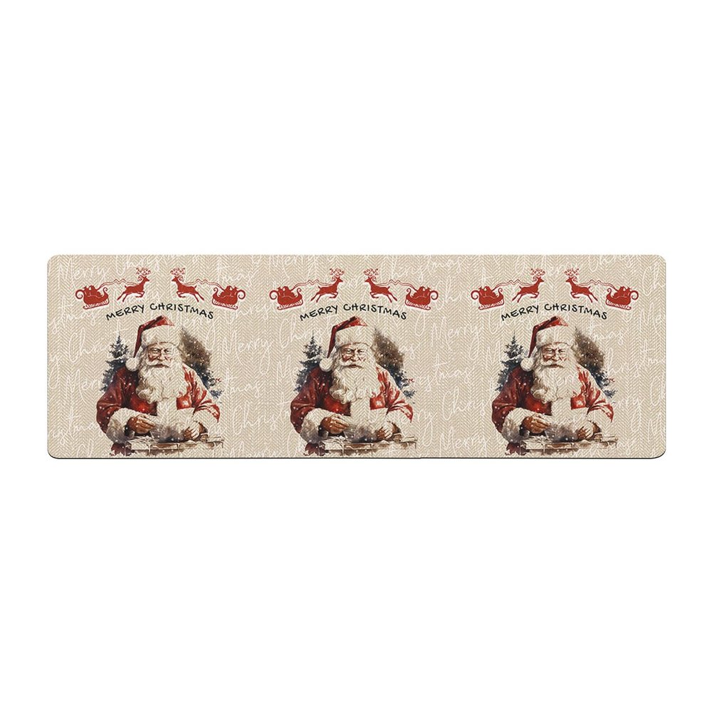Christmas Santa Bath Mat for Tub,Non Slip Bathroom Floor Runner Rug Quick Dry & Absorbent Diatomaceous Earth Shower Sink Bedroom Kitchen Washable Doormat,Rustic Deer Newspaper Elk Snowflake 16"x47"