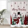 Double Love Snowman Bathroom Curtain 72 Inch Shower Curtain with Hooks, Waterproof Polyester Bath Curtain Washable Bathtub Curtain Snowflake Christmas Red Buffalo Plaid 48''x 72'' view 1