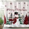 Double Love Snowman Bathroom Curtain 72 Inch Shower Curtain with Hooks, Waterproof Polyester Bath Curtain Washable Bathtub Curtain Snowflake Christmas Red Buffalo Plaid 48''x 72'' view 3