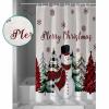 Double Love Snowman Bathroom Curtain 72 Inch Shower Curtain with Hooks, Waterproof Polyester Bath Curtain Washable Bathtub Curtain Snowflake Christmas Red Buffalo Plaid 48''x 72'' view 4