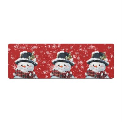 Red Snowman Bath Mat for Tub,Non Slip Bathroom Floor Runner Rug Quick Dry & Absorbent Diatomaceous Earth Shower Sink Kitchen Washable Doormat,Winter Christmas Buffalo Plaid Berry Watercolor 18"x47"