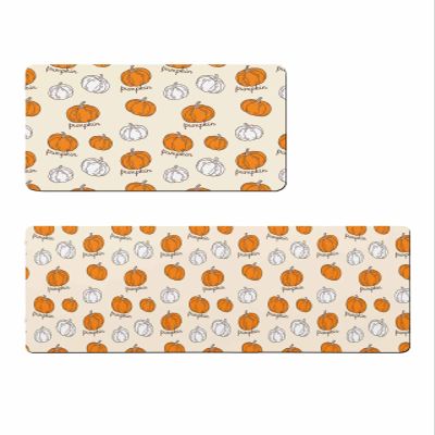 Autumn Pumpkins Bath Mat for Tub,Non Slip Bathroom Floor Runner Rug Quick Dry & Absorbent Diatomaceous Earth Shower Sink Kitchen Washable Doormat,Orange Fall Harvest Thanksgiving Holiday 24x36+24x71