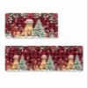 Christmas Red Bath Mat for Tub,Non Slip Bathroom Floor Runner Rug Quick Dry & Absorbent Diatomaceous Earth Shower Sink Kitchen Doormat,Plaid Dog Xmas Poinsettia Eucalyptus Snowflake 16x24+16x47 view 1