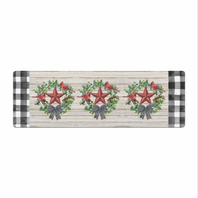 Barn Farmhouse Star Bath Mat for Tub,Non Slip Bathroom Floor Runner Rug Quick Dry & Absorbent Diatomaceous Earth Shower Sink Bedroom Kitchen Washable Doormat,Rustic Holly Winter Black Plaid 20"x47"