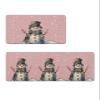 Blush Pink Snowma Bath Mat for Tub,Non Slip Bathroom Floor Runner Rug Quick Dry & Absorbent Diatomaceous Earth Shower Sink Kitchen Washable Doormat,Christmas Snowflake Buffalo Plaid Berry 18x30+18x60 view 1