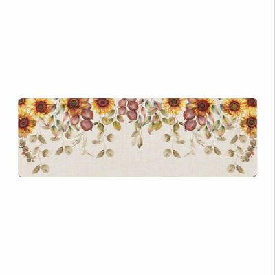 Sunflower Eucalyptus Bath Mat for Tub,Non Slip Bathroom Floor Runner Rug Quick Dry & Absorbent Diatomaceous Earth Shower Sink Bedroom Kitchen Washable Doormat,Vintage Fall Leaves Watercolor 24"x71"